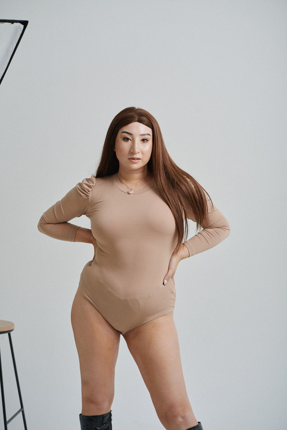 Beige BO$$ bodysuit