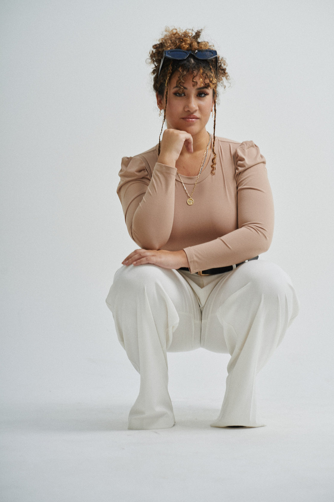 Beige BO$$ bodysuit