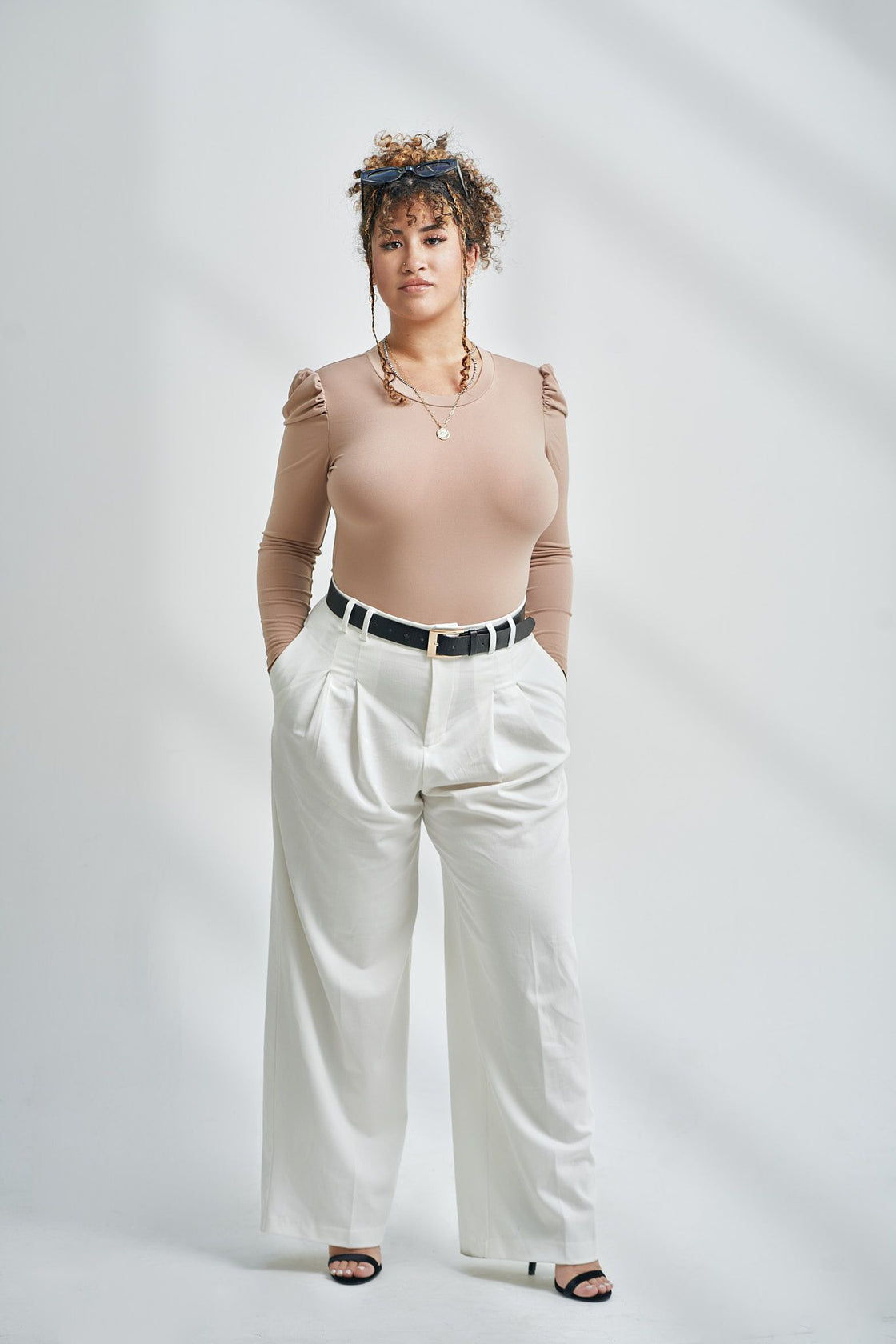 Beige BO$$ bodysuit